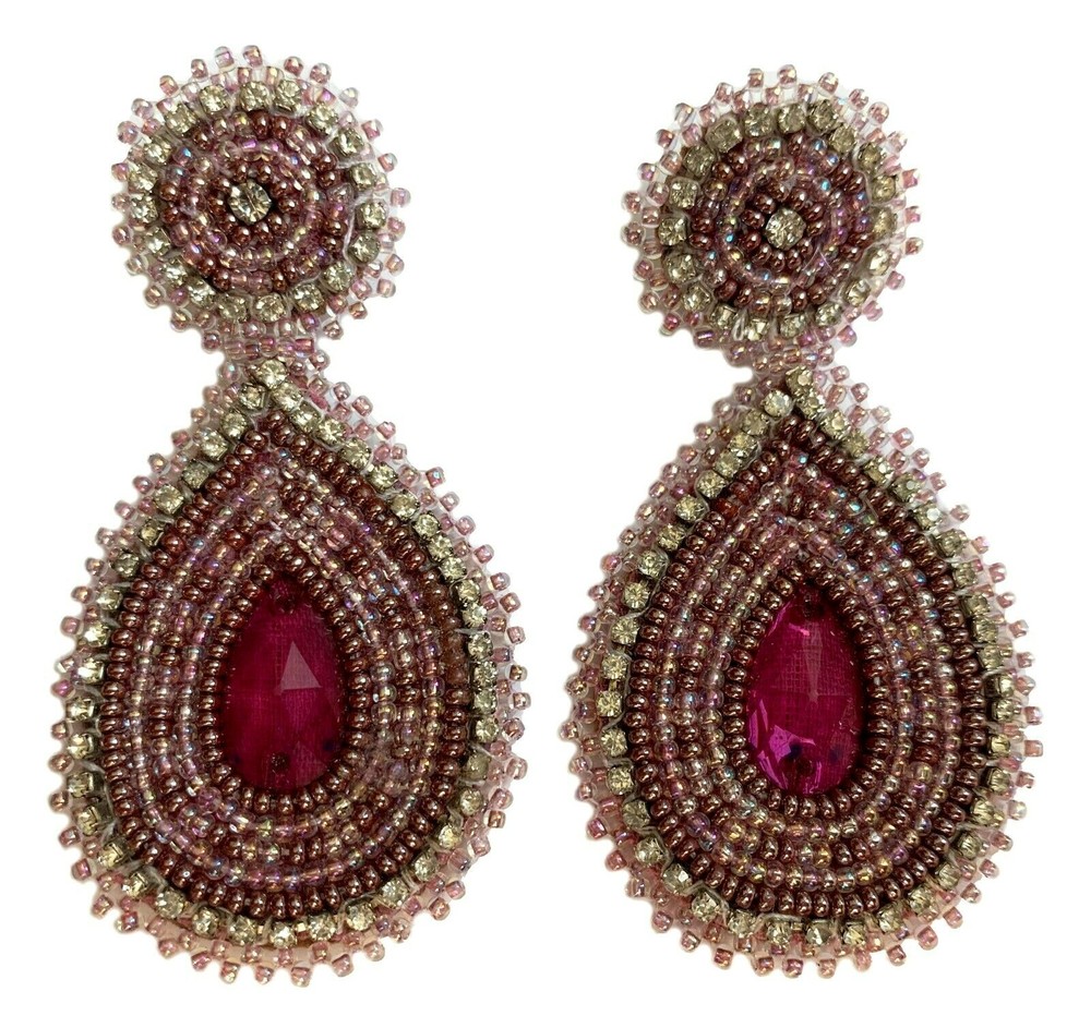 NATIVE STYLE HANDCRAFTED LIGHT PURPLE LAVENDER TEARDROP POST EARRINGS 60/36