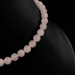 Natural Rose Quartz 8mm Round Shape Beaded Gemstone Handmade Unisex Necklace