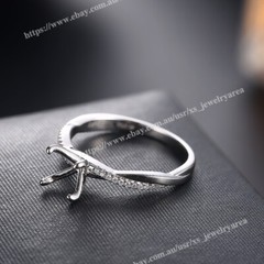 Stylish Round 6.5mm Semi Mount Ring Gorgeous Real Diamond Solid 14k White Gold
