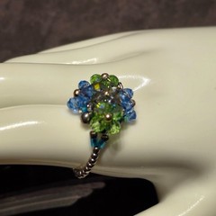 Hydrangea Flower Beaded Cocktail Ring