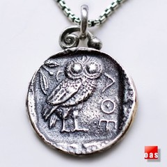 «Little Me» Cute Sterling Silver Baby Athena Owl Coin Necklace