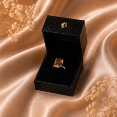 RARE 12 Ct Certified Champagne Diamond Ring-Birthday Gift, FREE Diamond Studs