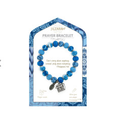 NEW JILZARAH Clay Beads PRAYER CHARM MESSAGE BOX BLUE WHITE Petite 8mm Bracelet