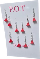 Red Triangle Dangle Earrings/5 Pairs/Eclectic Fashion/Jewelry/Streetwear/Edgy