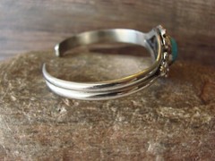 Navajo Indian Nickel Silver Turquoise Bracelet by Tolta