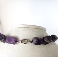 Handcrafted Purple Amethyst Nugget Necklace Silver Wire Wrap Ring Jewelry Set
