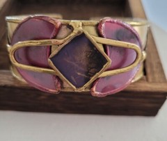 Brutalist Cuff Bracelet Fired Brass Copper Modern Design Unique Hand made