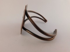 COPPER STERLING CUFF MIXED METAL BRACELET SPLIT CUFF TREE BIRD ABSTRACT SILVER