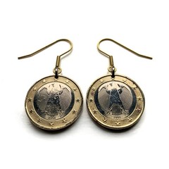 2002 Germany Deutschland 1 Euro coin earrings German eagle Berlin Hamburg 000657