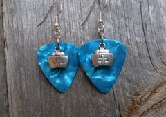 Nurse’s Hat Charm Guitar Pick Earrings with Surgical Steel Earwires