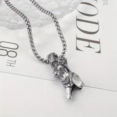 Blind Bondage Female Slave Girl Silver Statue Body Art Pendant