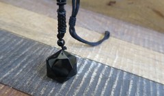 Men’s Crystal Necklace, Natural Black Obsidian Hexagon Stone Necklace, gemstone