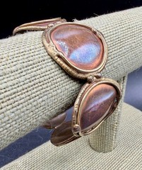 Vintage Artisan Copper & Brass Linked Panel Cuff Bracelet 7″