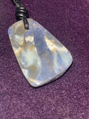 Natural Australian Boulder Opal Pendant Leather String Necklace