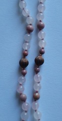 Mala 108 Beads, Rose Quartz & Rhodonite with pendant hand knotted Mala Necklace