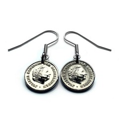 1957 Netherlands 10 C coin earrings Dutch Queen Juliana Amsterdam Utrecht 000675