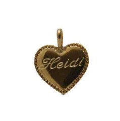 Vintage Gold Heart Pendant with etched name – HEIDI