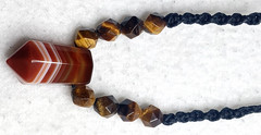 Carnelian Stone with Tiger eye faceted beads handmade adjustable necklace.