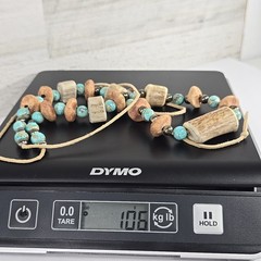 Handmade Tribal Boho Necklace Turquoise Beads Bone Horn Discs Rustic Natural….