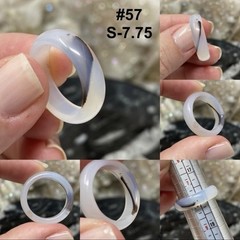 White & Dark Gray Agate 5mm Band Ring Size 7.75, EUC Crystal Rock Healing