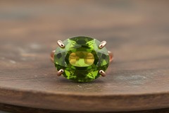 Oval Peridot Ring Anemone Jewelry 14k Gold Filled Faceted Cut Green Gemstone