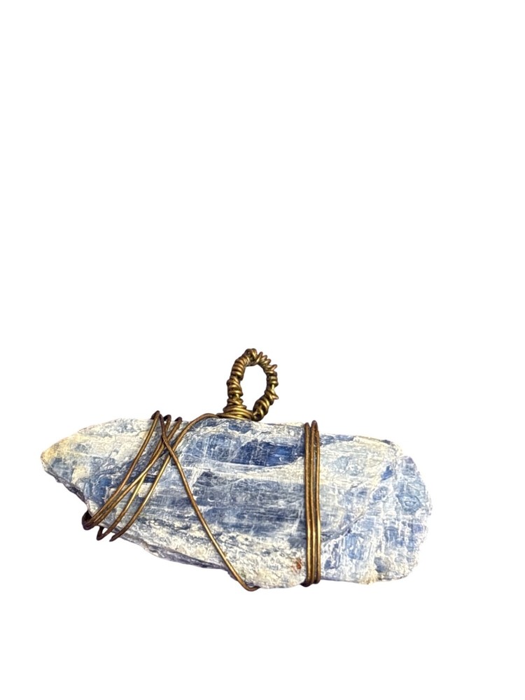 Raw Kyanite Pendant Wire Wrapped 1 1/8 inches