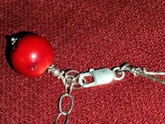 Handmade sterling silver 925 hardware & red coral beaded necklace & earrings set