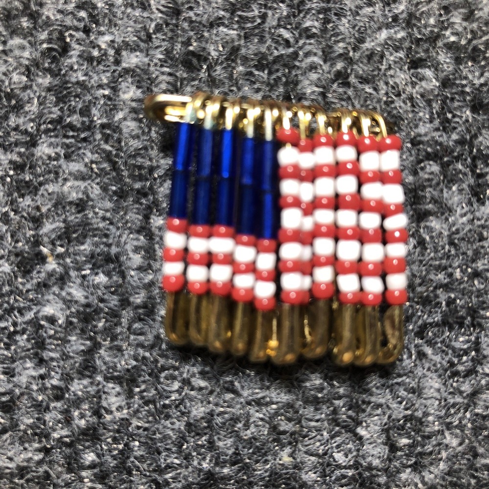 Patriotic USA Flag Pin American United States Flag Pin Beads & Safety Pins