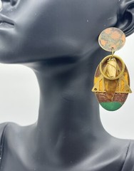 Boho Chic Copper Drop Dangle Layered Pierced Earrings Made in India