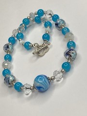 Artisan Handcrafted Art Deco Lampwork Breakfast at Tiffany?s Blue Necklace #8