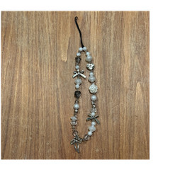 Beaded Phone Charm Strap Bow Heart Pearl Crystal Wrist Lanyard Keychain Cute