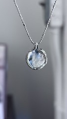 Natural Blue Needle Sphere W/925 Leaf Shape Frame Pendant Pls Read Description