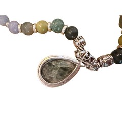 Seraphinite Teardrop Necklace Green Hand Beaded Earthy Boho Coastal Artisan