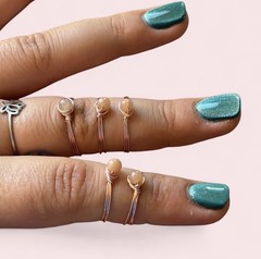 1pc Dainty Handmade Wire wrapped peach moonstone crystal ring in rose gold wire
