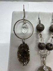 Deb Guyot Sterling Silver Smoky Druzy Quartz Necklace and Earring Set