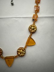 Vintage Orange Marano Glass Necklace 18 to 20” long Handmade Italian Glass J1