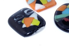 6pc Artisan Dichroic Glass Pin Lot Art Beauty Multi Color