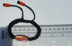 HOT ORANGE! Black Organic Hemp Unisex Square Knot Bracelet 1/3″ thick beaded end
