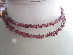 925 India tumbled garnet beaded wire wrapped choker necklace