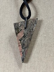 Rhodonite Pendant 51 X 27 X 6 mm, 18″ Nylon Cord BP-122