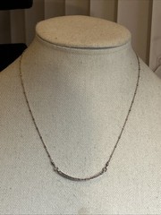 36. 14/20 G.F.,925 Sterling Silver Lab Diamond Curved Bar Statement Necklace 18″