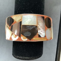 Mosaic Cuff Bracelet Inlayed With Various Natural Stones Artisanal Philippines