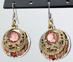 LIZTECH 2017 TWO TONE PEACH & PINK CRYSTAL BEADED “GITANA” EARRINGS K449E