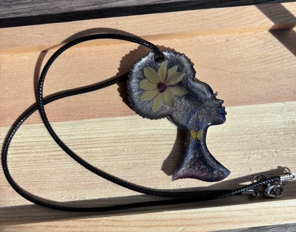Handcrafted Resin Silhouette Charm Pendant Necklace, Multicolor, Nature Theme