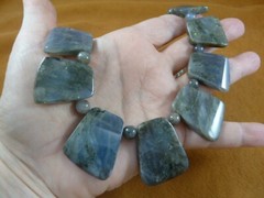 v506-1) 24″ chunky blue gray white Labradorite gemstone beaded bead necklace