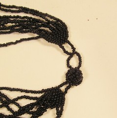 16″ Black Onyx Gemstone Chip Cluster Handmade Seed Bead Bali Necklace