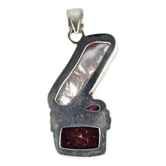 Vintage Artisan Natural Baroque Pearl Multi Gemstone Sterling Silver Pendant