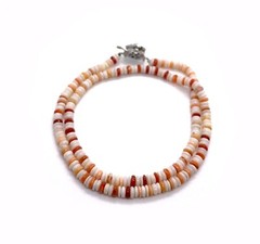 Opal Beaded Necklace Vintage with Silver Heart Clasp 16.5 Inches