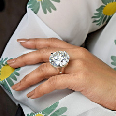 RARE 48.95 Ct Certified White Diamond Cocktail Ring-FREE Diamond Studs ! VIDEO