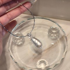 NaturalShuiMoQuartzJadeFuBeanPendant925SterlingSilverMoissaniteNecklace